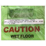 5 Green Wet Floor Signs