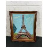 Framed Eiffel Tower Painting on Board