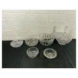Six Pieces of Clear Cut Glass Tableware