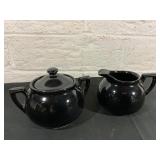 Lipton Black Ceramic Teapot and Creamer Set