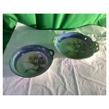 Hand-Painted Ceramic Bowls with Floral Motif