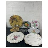 Hand-Painted Decorative Plates and Tray