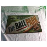 Rectangular Metal ï¿½Take Me Out to the Ballparkï¿½ Si