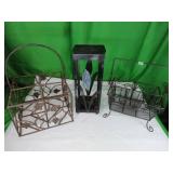 Metal Baskets and Decorative Candle Holder