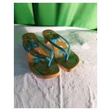 Japanese Wooden Sandals with Floral Design