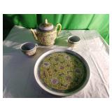 Yellow Porcelain Chinese Tea Set with Tray