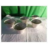 5 China Co. Cups with Gold Trim