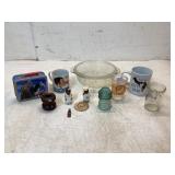 Glassware, Tin, and Figurines