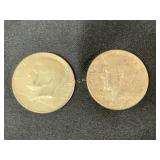 2 1968 Kennedy Silver Half Dollars, 40% Silver