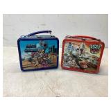 Two Aladdin Metal Lunchboxes with Thermoses