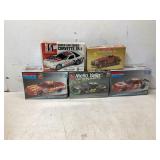 5 Plastic Model Car Kits in Original Boxes