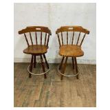 Wooden Swivel Bar Stools with Spindle Backs