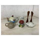 Six Decorative Ceramic and Wooden Items