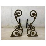 Scrollwork Metal Andirons for Fire Logs