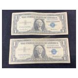 2 1957 U.S. Silver Certificate $1 Banknotes