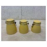 3 Yellow Ceramic Airtight Jars
