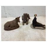 3 Wolfe Gnomes: Seal, Cow, and Wooden Object