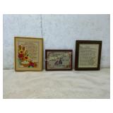 Three Framed Embroidered Wall Hangings