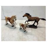 3 Horse Figurines: Two Porcelain, One Resin