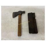 Wood-Handled Hatchet and Metal Blade Guard
