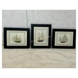 3 Framed Nautical Prints Featuring Historic Boats