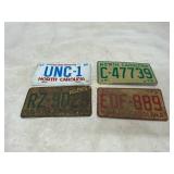 4 North Carolina License Plates