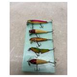 5 Vintage Wooden Fishing Lures