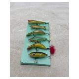 6 Vintage Fishing Lures on Foam Base