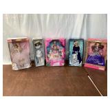 5 Boxed Barbie Collector Edition Dolls