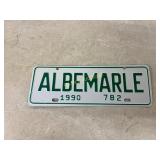 1990 Albemarle Metal License Plate