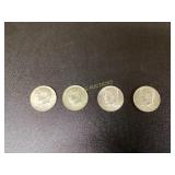 4 Kennedy Half Dollars, 40% Silver