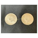 2 1968 Kennedy Silver Half Dollars 40% Silver