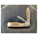 Two-Blade Folding Pocket Knife with Jigged Handle