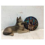 Sandicast German Shepherd Figurine and Hanging Pan