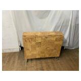 Folding Table with Veneer Top and Metal Legs