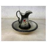 Ceramic Pitcher and Basin Set with Floral Motif