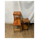Two Wooden Side Tables With Tiered Designs