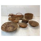 12 Woven Rattan Baskets in Various Styles