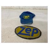 Zep Corduroy Hat and Metal Sign Set