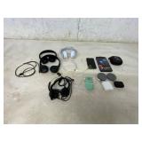 Audio Equipment Lot with Headphones and Accessorie