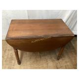 Wood Drop-Leaf Table with Turned Legs