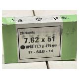 Sellier & Bellot 7.62ï¿½51 175-Grain Ammunition (20