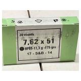 20 Rounds Sellier & Bellot 7.62 x 51 (.308) Ammo
