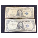 2 $1 Silver Certificates, Series 1957 & 1957 B