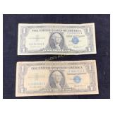 2 1957 One Dollar Silver Certificates