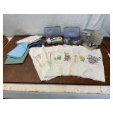 Fabric, Sewing Supplies, and Embroidered Squares