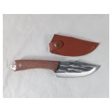 Fixed Blade Knife with Wooden Handle and Sheath