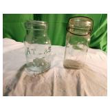 Two Glass Mason Jars with Seal Features