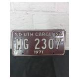 1971 South Carolina License Plate