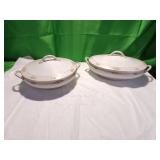 Porcelain Covered Serving Dishes with Floral Desig